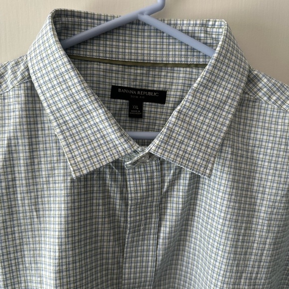 New Banana Republic Men's Blue Checkered Shirt size XXL - Picture 2 of 7
